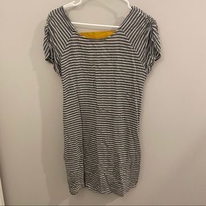 Roxy Gray/White Striped Open Back Dress w/pockets